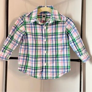 Janie & Jack Spring Plaid Button Down Shirt 6-12 months